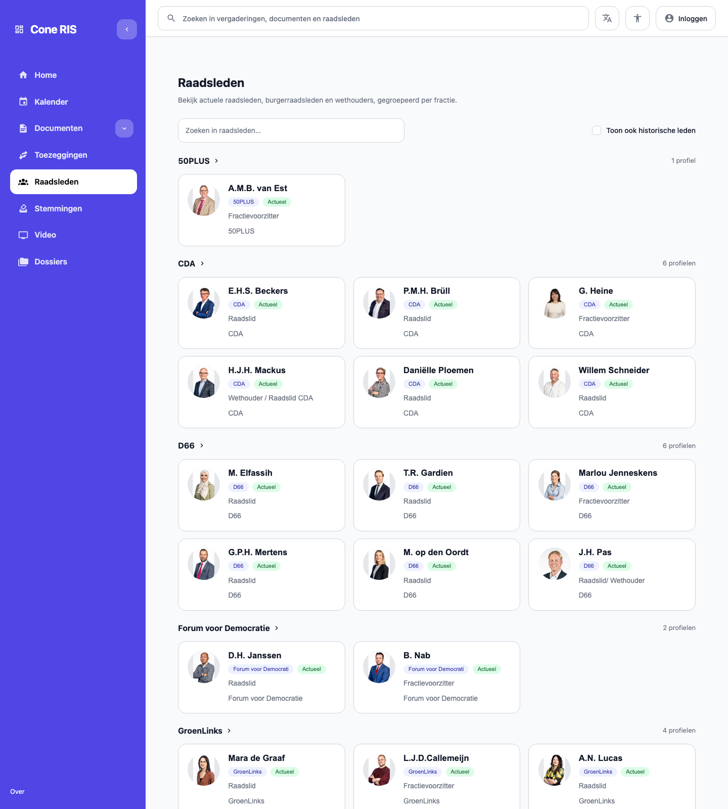 Raadsleden overzicht