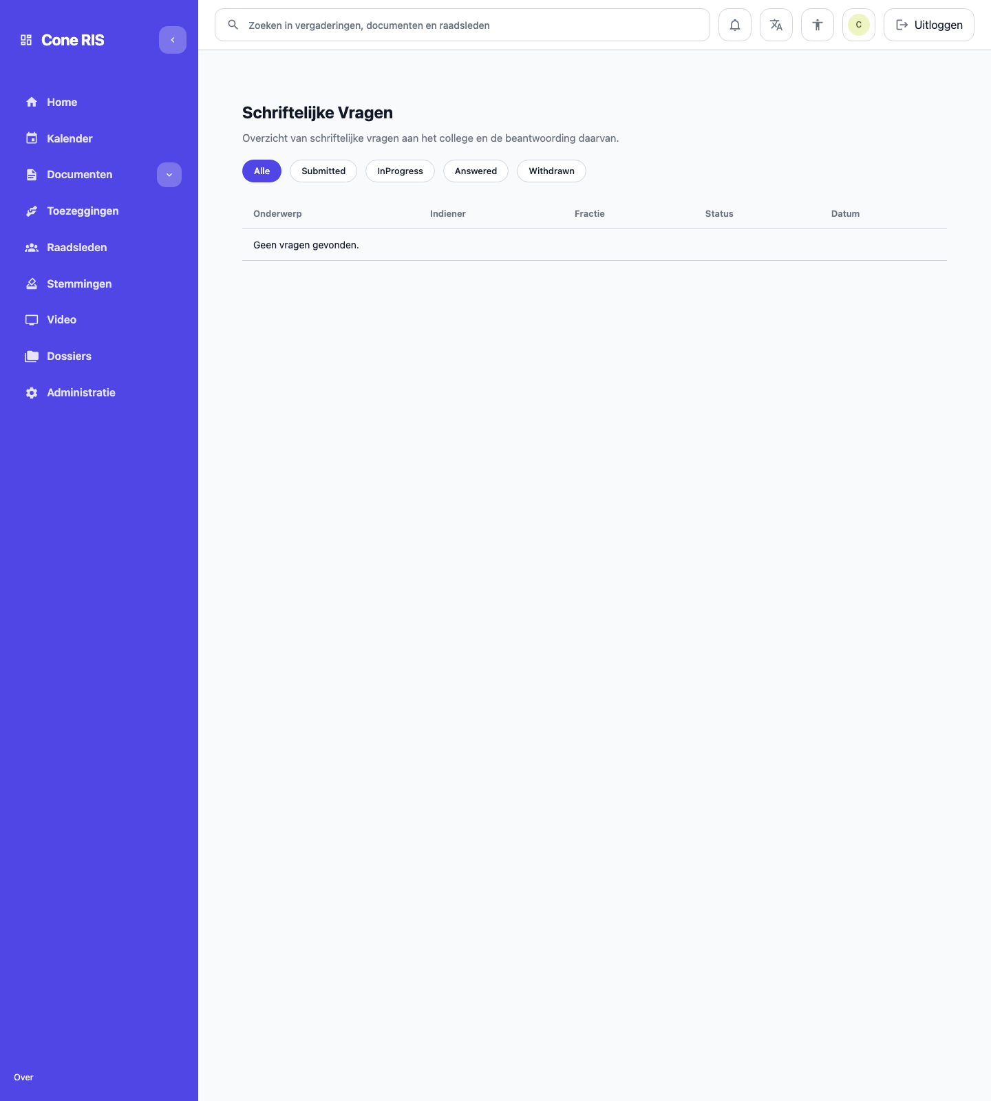 Schriftelijke vragen